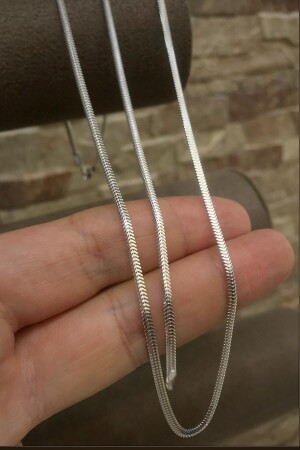 MNZ-Silver 2.5mm سطح القطع الثعبانية سلسلة عنق الرجال و سوار hsn2536fy33 - Erer Gümüş