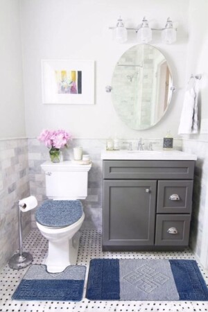 MNZ-Silver 3 قطع المرحاض مجموعة الخشب الفضة - Sermat