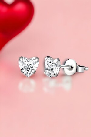 MNZ-Silver 925 سبرلينغ 5 مم قلب الماس زيركون حجر أقراط الأذن - Jelux Silver