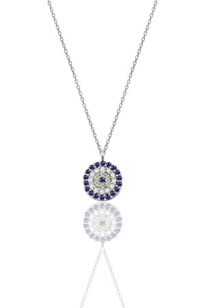 MNZ-Silver Evil Eye Model قلادة SGTL9867 - Söğütlü Silver