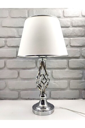 MNZ-Silver Gray Rustic Twisted Stoned Metal Legs مع شريط كروم وملابس بيضاء كأس شمعة ظل طاولة شمعة 365SS2079 - 365GUNSERİSONU