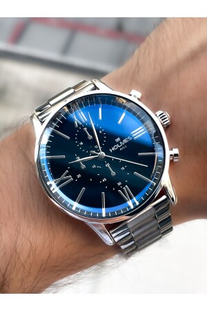 ساعة يد الرجال من فئة MNZ-Silver مع شريط فولاذي - Holmes Hill