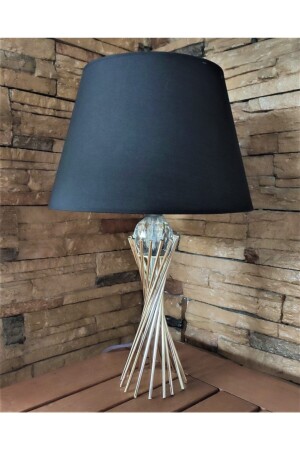 MNZ-Silver Plated Twirl Metal Leg كريستال زجاجي كرة ضوء ظل طاولة مصباح مع قبعة من النسيج الأسود PRA-4887490-7472 - 365GUNSERİSONU