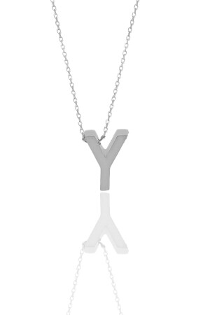 MNZ-Silver Rhodium ثلاثي الأبعاد الحد الأدنى Y حرف العنق SGTL11181 - Söğütlü Silver
