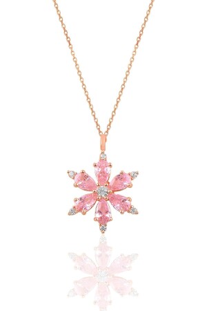 MNZ-Silver Rose Pink Stone قزمة الثلج SGTL10898 - Söğütlü Silver