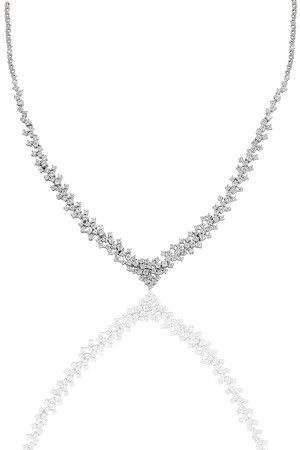 MNZ-Silver White Gold Rhodium Diamond Model Zircon Stone Waterway قلادة فضية SGTL11453 - Söğütlü Silver