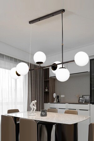 التصميم الحديث من MNZ-Simao ألوان سوداء زجاجية بيضاء غرفة المعيشة - طاولة الطعام - المطبخ 6 قطع شمعة SMO48 - Fer Avize