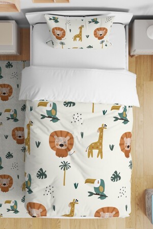 MNZ-Simple Pastel Safari Color Patterned Single Baby Kids Duvet Cover Set - Evpanya
