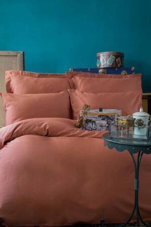 MNZ-Simply Copper Satin Duvet Cover Set مضاعفة إيسيمو-SMPLY-STN-Ç. K-N. T-Copper - İssimo Home