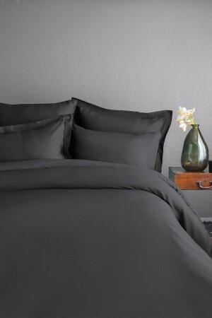 MNZ-Simply Smoked Double 100% Cotton Satin Duvet Cover Set ISS-MAM-622274 - İssimo Home