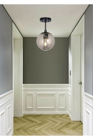 MNZ-Single Black Modern Design Globe Glass Chandelier - Lambadar