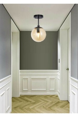 MNZ-Single Black Modern Design Globe Glass Chandelier LMBDR35941 - Lambadar