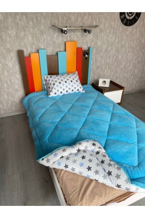 MNZ-Single Double Sided Welsoft Quilt Blue Big Star - Violacasa