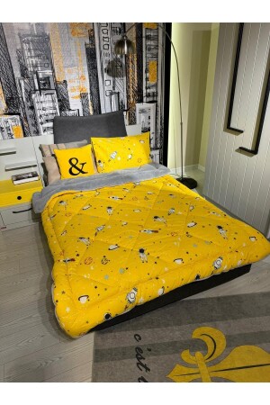 MNZ-Single Double Sided Welsoft Quilt Space Yellow - Violacasa