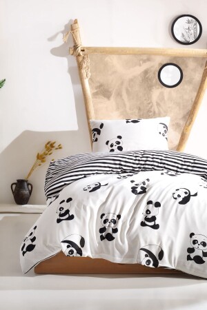 MNZ-Single Easy-Iron Duvet Cover Set B&W باندا Ep-014580 - Eponj Home