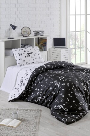 MNZ-Single Easy-Iron Duvet Cover Set B&W Melodiy Ep-014724 - Eponj Home
