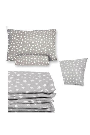 MNZ-Single Elastic Gray Star Pattern Duvet Cover Set MERTM000248 - MERTİM