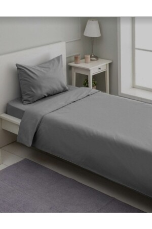 MNZ-Single Gray Duvet Cover Set مع ورق مرنة KaanBeyGriTakım - Kaan
