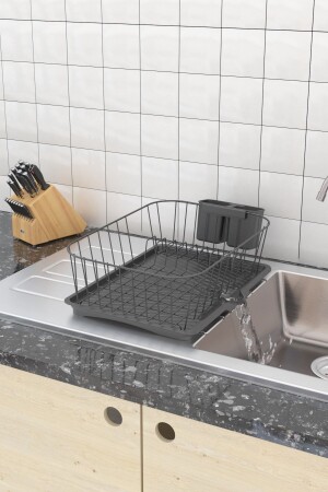 MNZ-SINGLE LAYER DISH WASHER DISH RAIL محطمة بالصبغات المضغوطة المقطوعة الأسود KB085 - Tekno-Tel