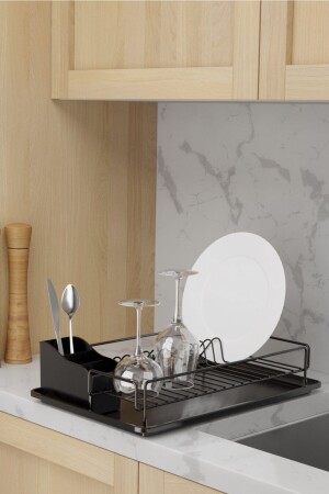 MNZ-SINGLE Layer PLATE RACK DISH RACK MATT BLACK KB006 KB006 BLACK - Teknotel