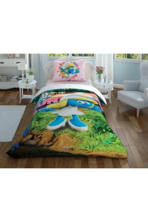 MNZ-Single Smurfette Printed Duvet Cover Set TÇ0016 - Taç