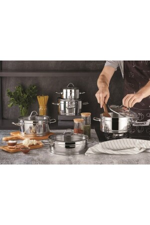 مجموعة من أدوات الطبخ من الصلب من MNZ-Sırma 10 قطع KHRSR1 - Kahramanlar