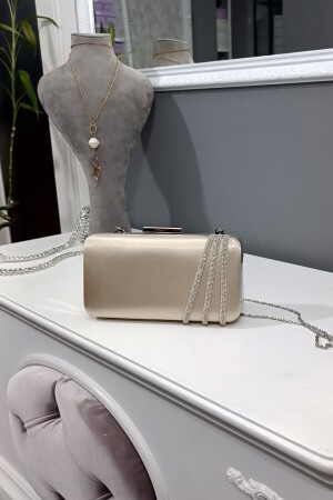 MNZ-Skin Satin ثلاثة صفات من الحجر فستان المساء الصندوق نموذج الحقيبة للمرأة LA-033cnt - Genel Markalar