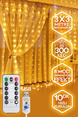 MNZ-Sl-1034- 300 LED، 10 حواف، LED صفراء مكافحة، 8 وضع الستائر أدت المطبخ الخيالي مصباح زينة - Suled