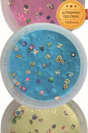 MNZ-Slime مع أشكال الحيوانات الأزرق الوردي الأصفر 3 ألوان الصندوق غير اللصق المزلق - Hellove