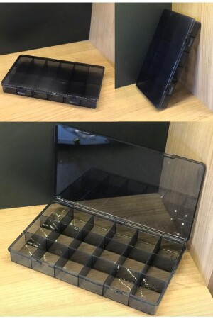 صندوق مجوهرات من طراز MNZ-Smoked 18 Compartment Necklace Ring مع غطاء صندوق خياطة منظمة صندوق منظمة - Bayev