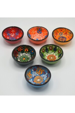 كأس صوص MNZ-Snack صوص صوص إفطار خدمة كأس يدوي 8 سم قطر كأس ثقب 6 قطع CS43YA8T - Çini Sarayı