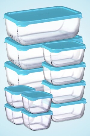 مجموعة حاويات تخزين MNZ-Snowbox مع غطاء أزرق 11 قطعة 3 كبيرة + 4 متوسط + 4 صغيرة PB3X743M-4X733M-4X223M - Paşabahçe