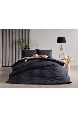 MNZ-Sofia Seersucker Duvet Cover Set مزدوج - أسود 2Q9NTKSOFA0020103 - Doqu Home