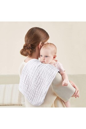MNZ-Soft عضوي 100% القطن المسلين الكتف من الأزرار العرق 25x50 سم 6 قطع اللون الأبيض TNYO000001231 - Tinybabyconcept