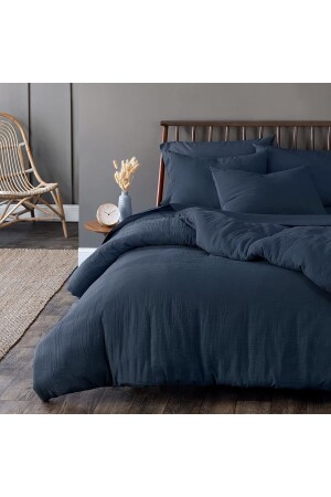 MNZ-Soft عضوي 100% القطن مزدوجة 4 طبقة موسلين غطاء غطاء المجموعة البحرية الأزرق SCCMP00012060 - EVYA