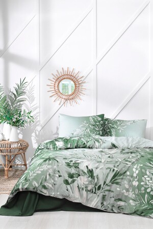 MNZ-Soft Life ساتن مزدوج غطاء غطاء مجموعة خضراء فروندا EVTEKSTILI-540448 - Özdilek