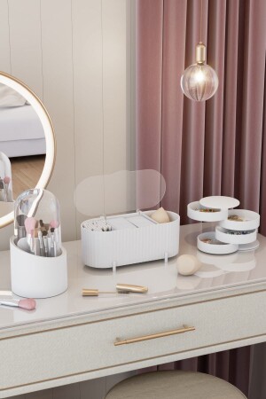 مكنج MNZ-Soft مجوهرات تجميل ومحفظة الفرشاة منظمة منظمة متعددة الأغراض مجموعة من الأبيض الناعمة - Pufwin Home