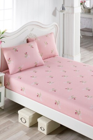 مجموعة من الأوراق المرنة المرنة MNZ-Soft Sheet Set Double Alanur Pink Ep-017260 - Eponj Home
