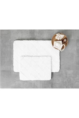 MNZ-Soft Touch Rabbit Plush Bath Mat Set 60x90 سم + 45x60 سم أبيض 10035544 - English Home
