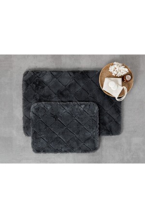MNZ-Soft Touch Rabbit Plush Bath Mat Set 60x90 سم + 45x60 سم انتراكيت - English Home