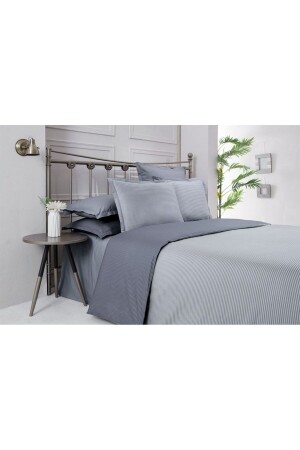 MNZ-Solid Fancy Stripe Poplin Duvet Cover Set King Size V2-grey SAR2021652 - Sarev