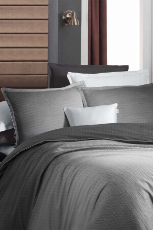 MNZ-Solido Gray King Size 100% Cotton Lyocell Duvet Cover Set SAREV. 3181542001 - Sarev