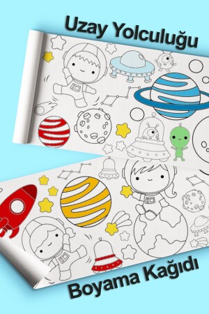 ورقة لون عملاقة من منظمة MNZ-Space and Planets 2.5 مترات رولر نشاطات عطلة - ورق رولر لون الأطفال التعليمية C05ASolar - Enjoymydesign