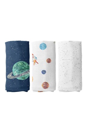 (MNZ-Space Planet Muslin Cover Set) (بابيموسلين101 - Casadora Baby