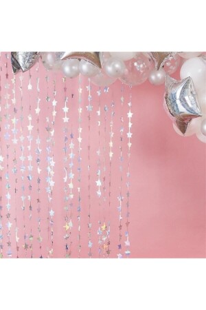 MNZ-Sparkling Starry Silver Background Self-Adhesive Star Silver Curtain ديكورات الجدار الرمادية المعدنية - Huzur Party Store