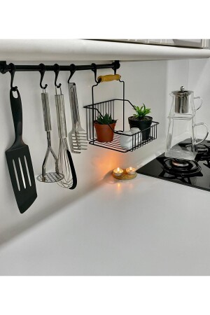 MNZ-Special Series Wrought Iron Basket أسود ومركز - المطبخ - الكوب - مركز - Organizers