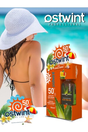 MNZ-SPF 50+ واقي من الشمس 100 مل مع فيتامين E + جيل اليلو فيرا 100 مل - Ostwint