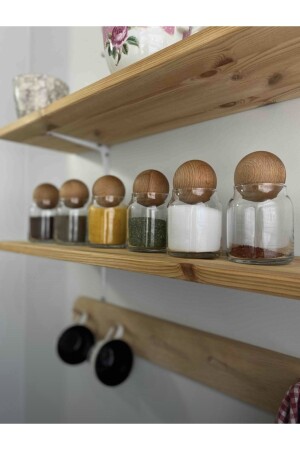 عبوة زجاجية من مقاس MNZ-Spice مع غطاء سطح الخشب NSL1082 - Eviniz İçin Herşey