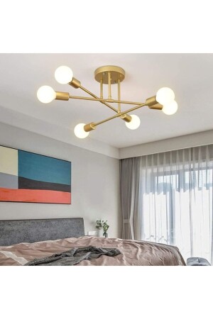 MNZ-Spider 6-piece Cross غرفة المعيشة - المطبخ - السقف غرفة النوم ضوء الذهب الشنارة القديمة (بدون كتيبه) mörümcek6lı1 - Modavize