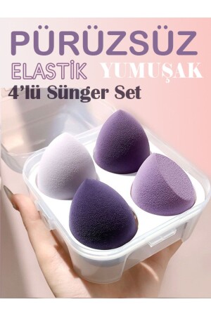 مجموعة من الأسفنج المربطة من MNZ-Spong - Foundation - Concealer - Powder Application Set of 4 - Ocean